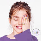 OEM ODM Kids Press On Fake Nails Colorful Ready To Wear False Nails With Plastic Ring