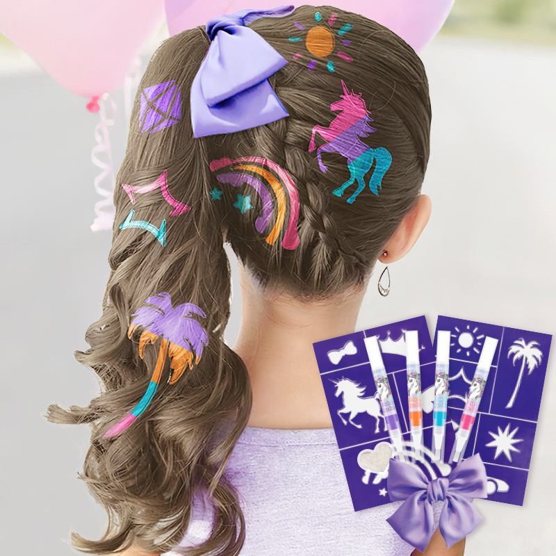 Kids Self Expression Hair Chalk Kit Unicorn Temporary Hair Color Rinse